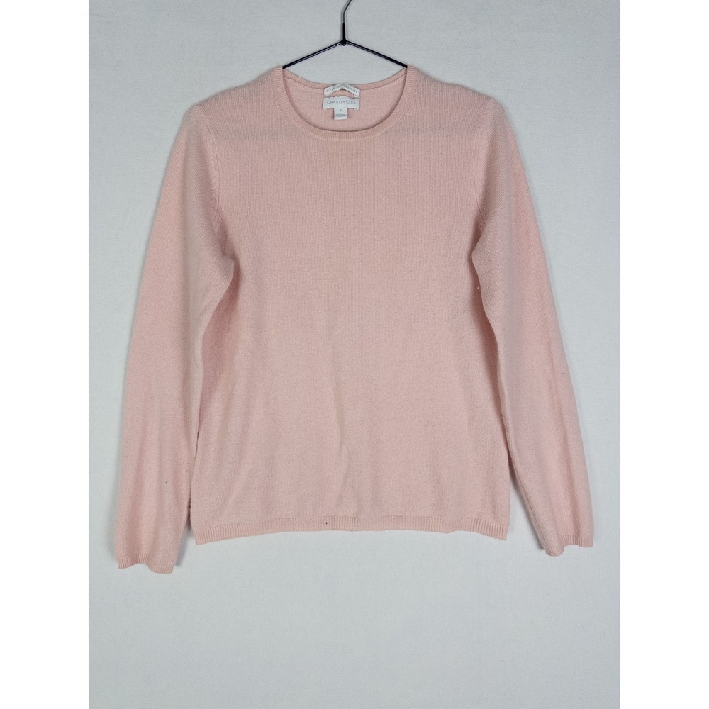 Charter Club Cashmere Sweater Womens S Pink Knit Ribbed Pullover Casual